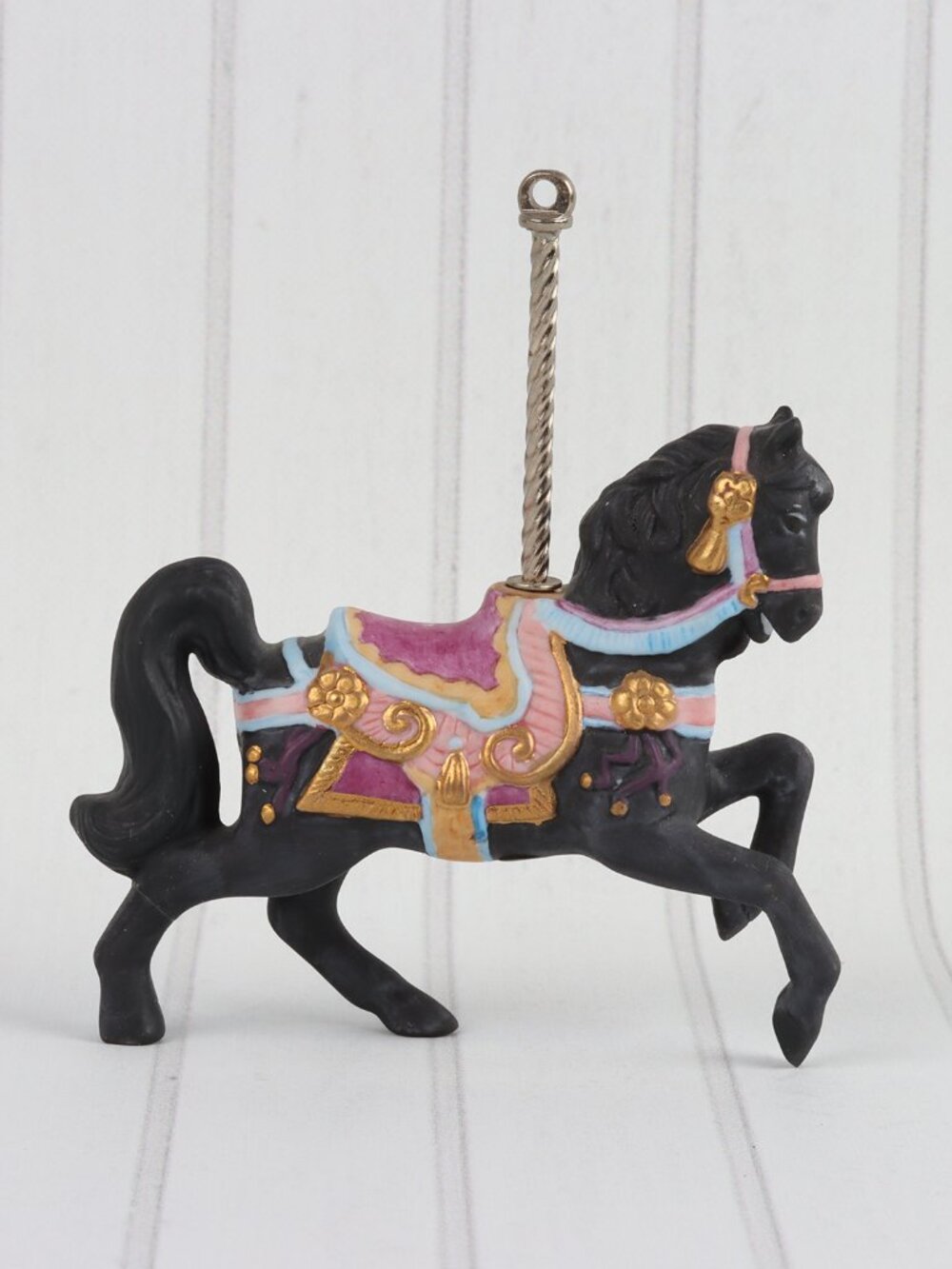 Vintage Lenox 1989 Black Horse - The Christmas Carousel Collection